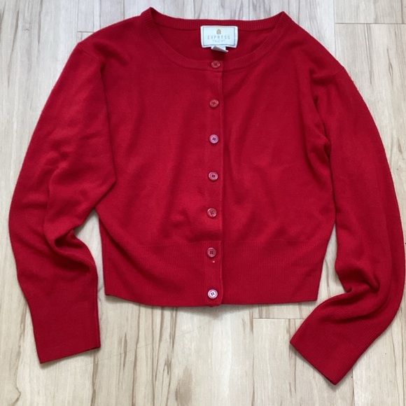 Express Tricot Vintage Vibrant Red Women's Cardigan Medium - Picture 1 of 9